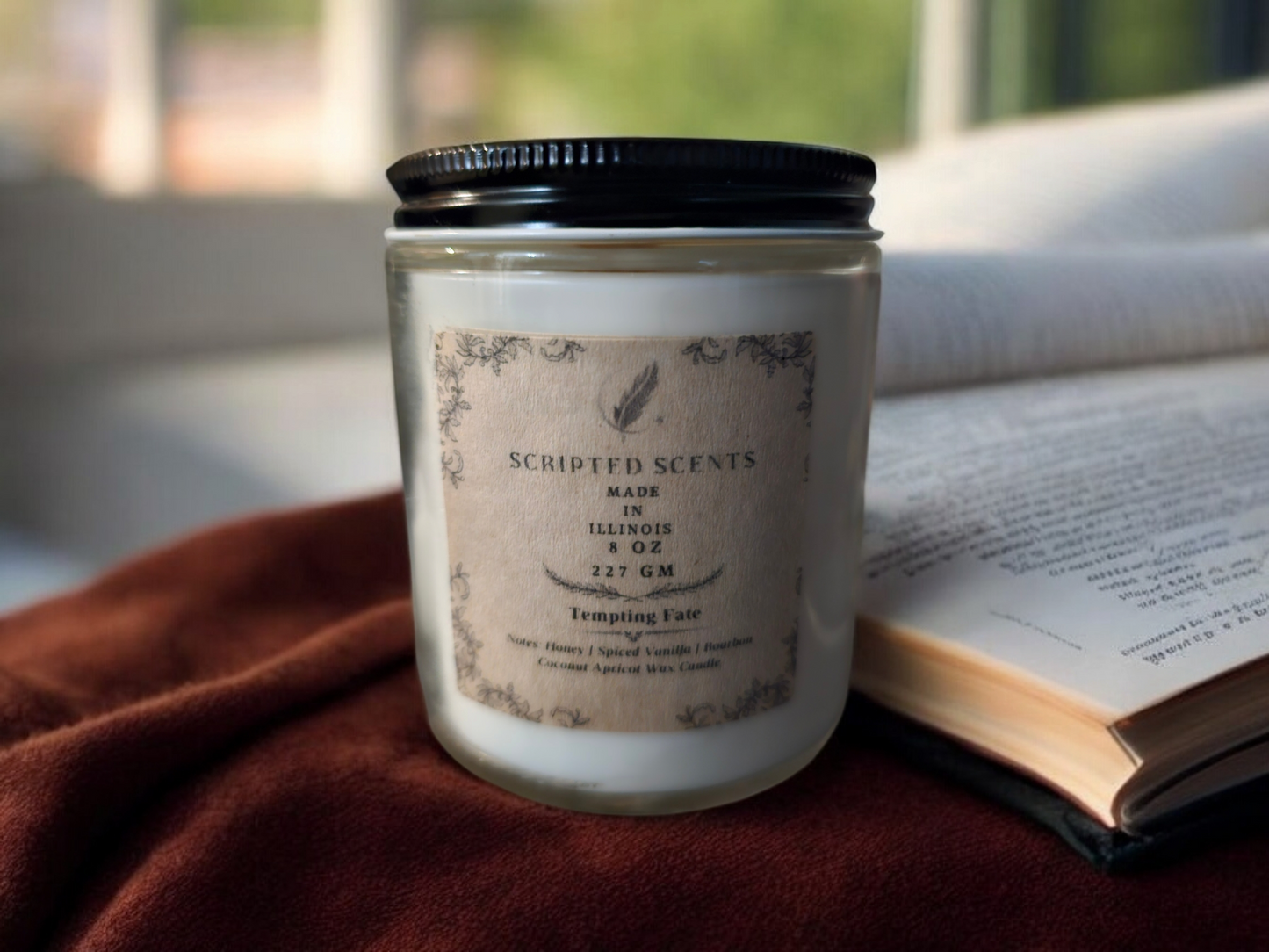 Tempting Fate Candle | Bourbon, Vanilla, Honey | Perfect Gift for Book Lovers & Writers