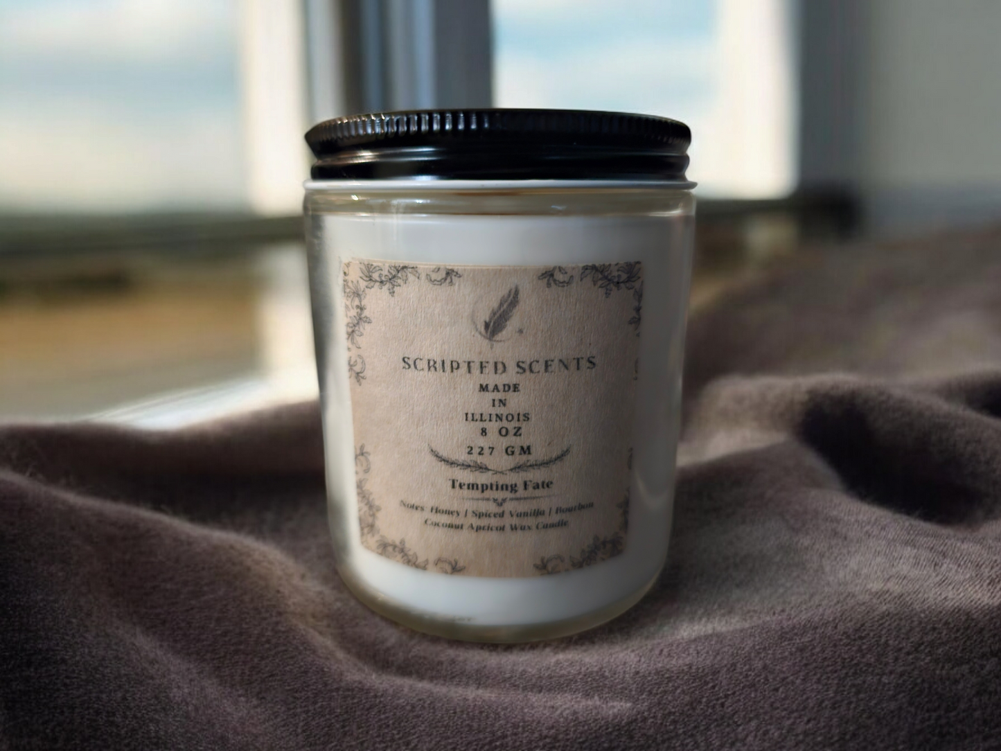 Tempting Fate Candle | Bourbon, Vanilla, Honey | Perfect Gift for Book Lovers & Writers