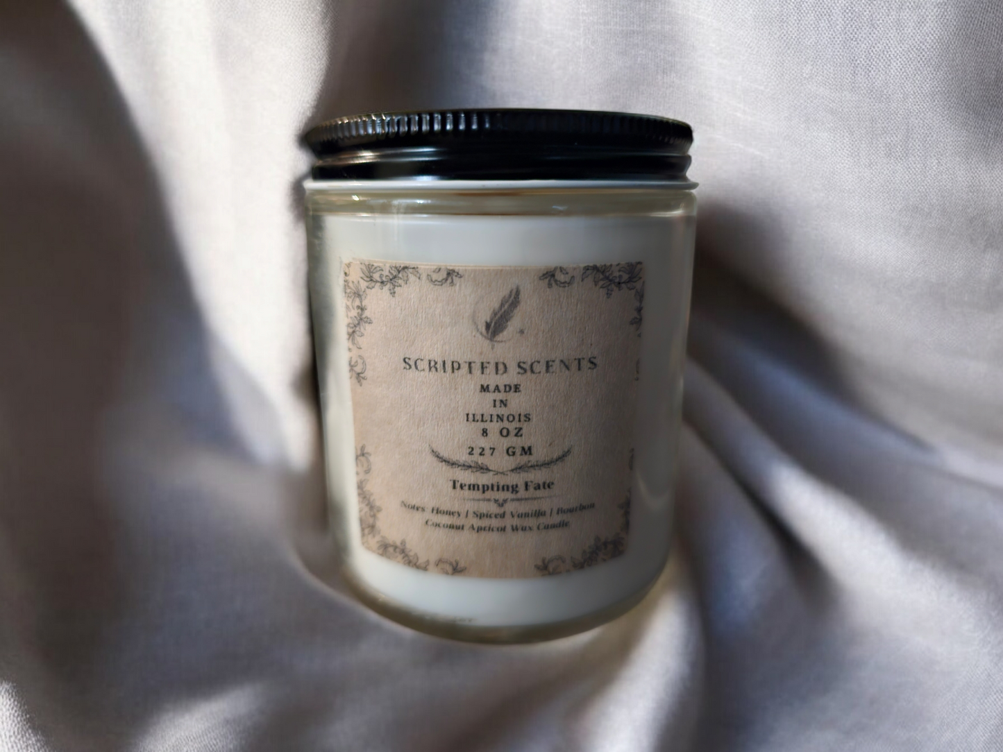 Tempting Fate Candle | Bourbon, Vanilla, Honey | Perfect Gift for Book Lovers & Writers